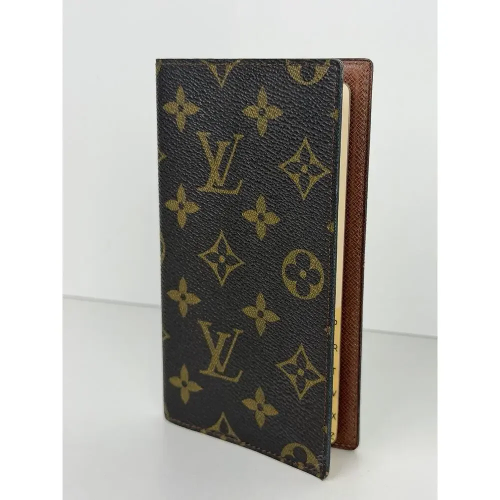 Louis Vuitton Pocket Agenda Cover in Brown Coated Canvas and Leather